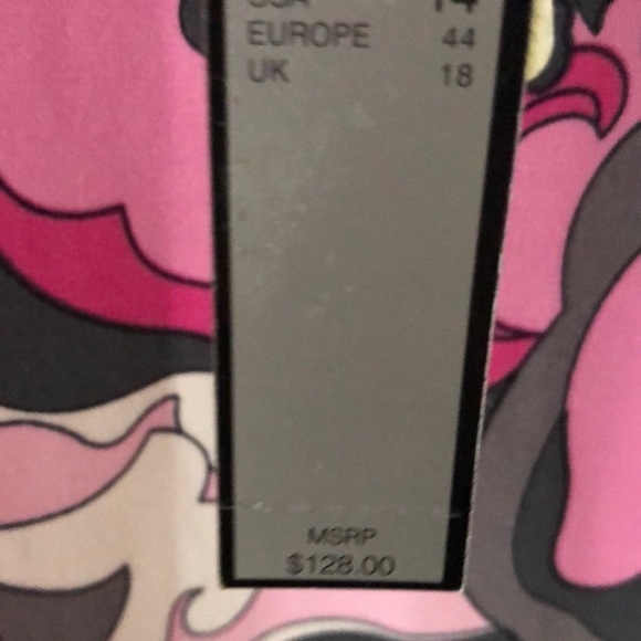 Tahari Pink/Grey/White 3/4 Sleeve Dress - Picture 4 of 5